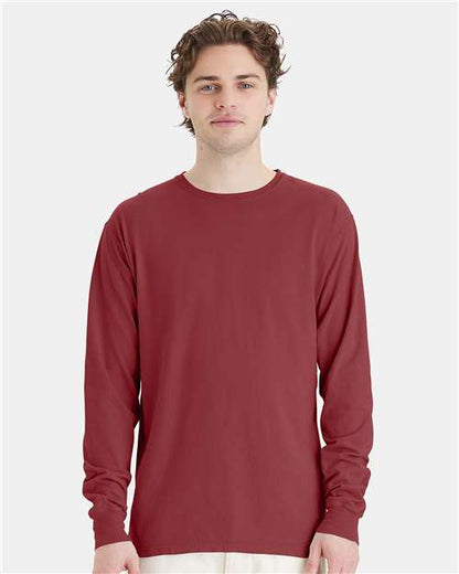 Custom Embroidered  ComfortWash by Hanes Garment-Dyed Long Sleeve T-Shirt GDH200 Cayenne