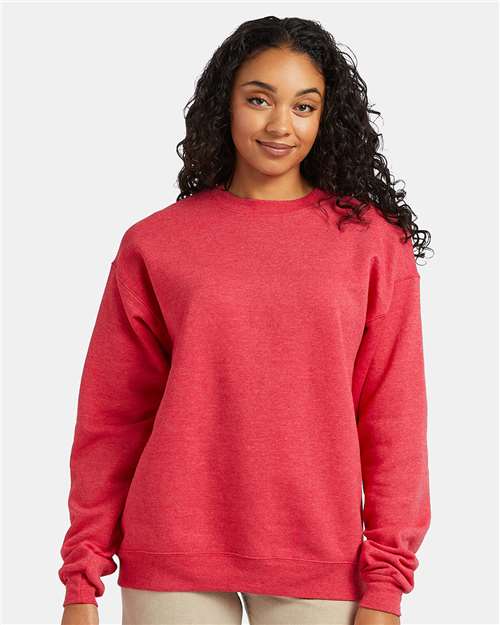 Custom Embroidered  Hanes Ecosmart® Crewneck Sweatshirt P160 Heather Red