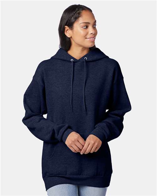 Custom Embroidered  Hanes Ecosmart® Hooded Sweatshirt P170 Heather Navy