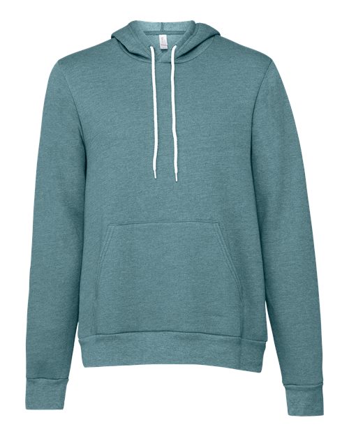 BELLA + CANVAS Sponge Fleece Hoodie 3719 Heather Deep Teal Custom Embroidered Business Logo