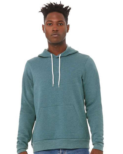 BELLA + CANVAS Sponge Fleece Hoodie 3719 Heather Columbia Blue Custom Embroidered Business Logo