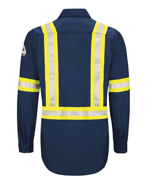 Custom EmbroideredBulwark Men's Tall iQ Series Endurance Enhanced-Vis Work Shirt 8367 Navy