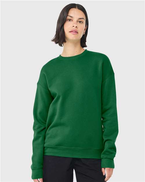 Custom Embroidered  BELLA + CANVAS Sponge Fleece Drop Shoulder Crewneck Sweatshirt 3945 Kelly