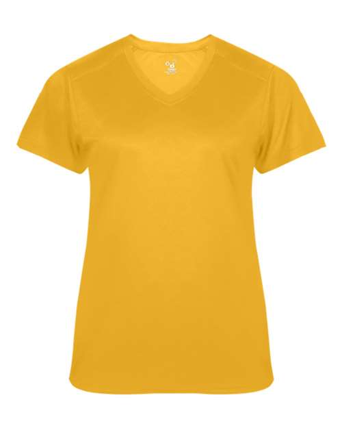 Custom EmbroideredBadger Women's Ultimate SoftLock V-Neck T-Shirt 5874 Gold