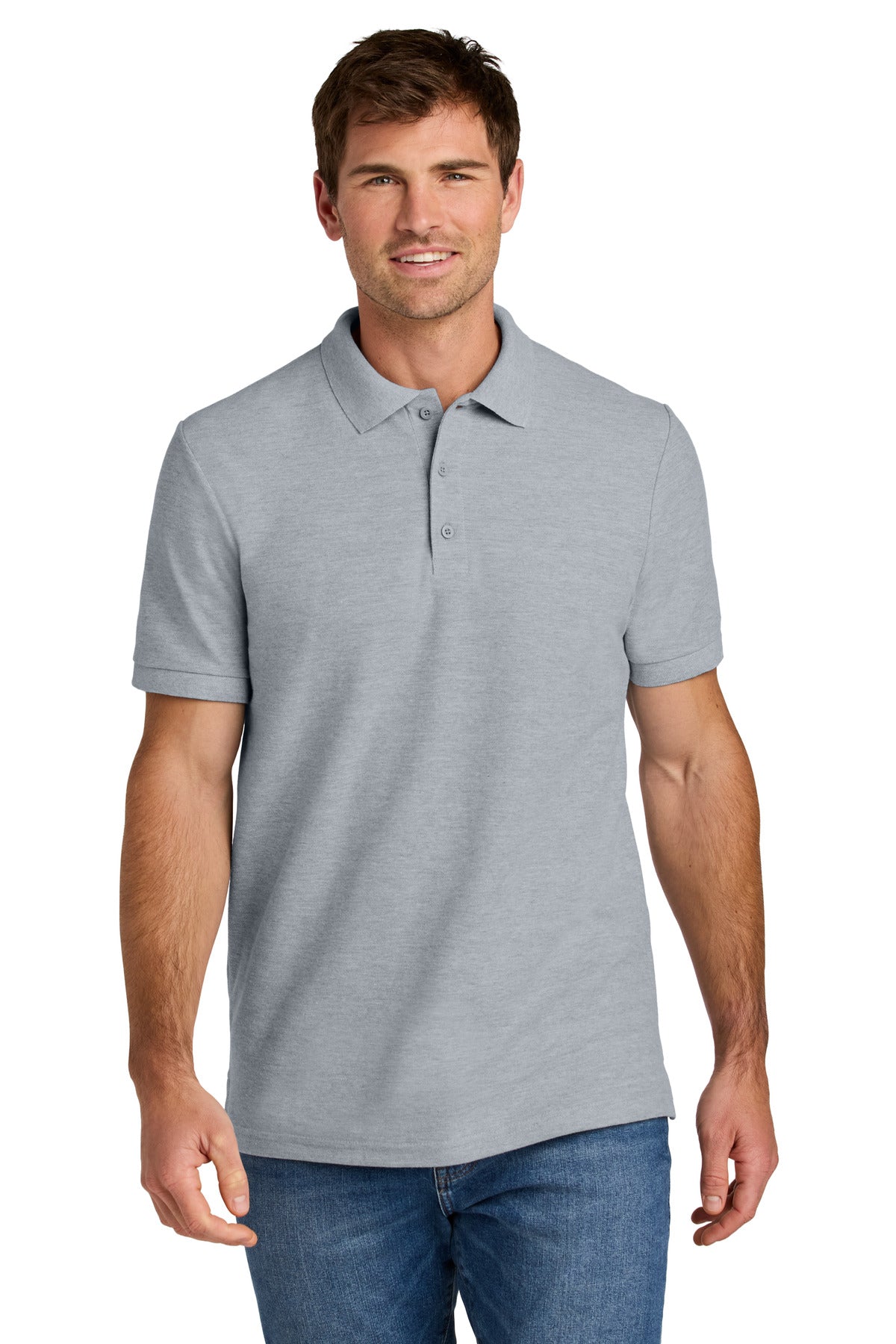 Custom Embroidered Gildan Polos/Knits in Ring Spun Sport Grey