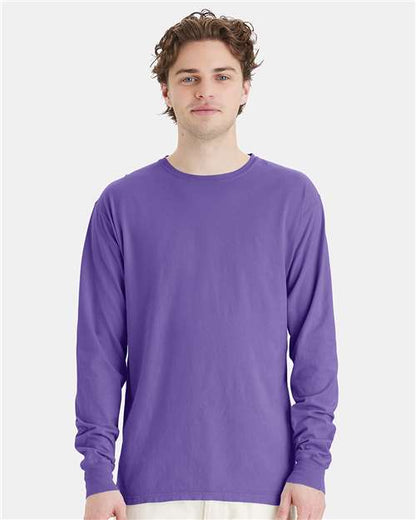 Custom Embroidered  ComfortWash by Hanes Garment-Dyed Long Sleeve T-Shirt GDH200 Lavender