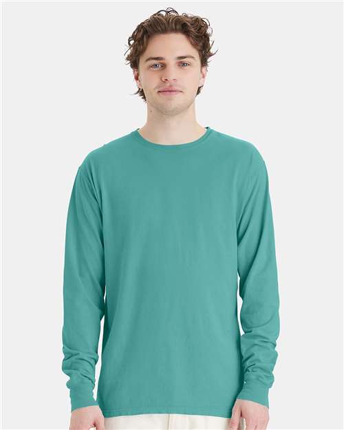 Custom Embroidered  ComfortWash by Hanes Garment-Dyed Long Sleeve T-Shirt GDH200 Spanish Moss