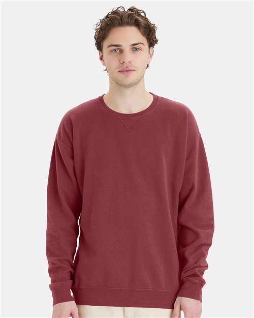 Custom Embroidered  ComfortWash by Hanes Garment-Dyed Crewneck Sweatshirt GDH400 Cayenne