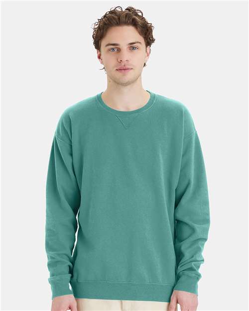 Custom Embroidered  ComfortWash by Hanes Garment-Dyed Crewneck Sweatshirt GDH400 Spanish Moss