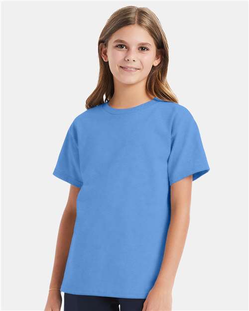 Custom Embroidered  Hanes Essential-T Youth T-Shirt 5480 Carolina Blue