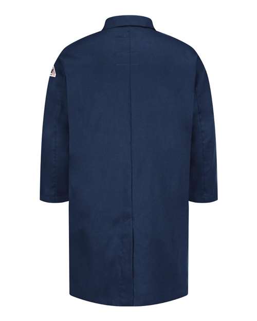 Custom EmbroideredBulwark Men's Concealed Snap Front Lab Coat - EXCEL FR ComforTouch - 6 oz. 8584 Navy