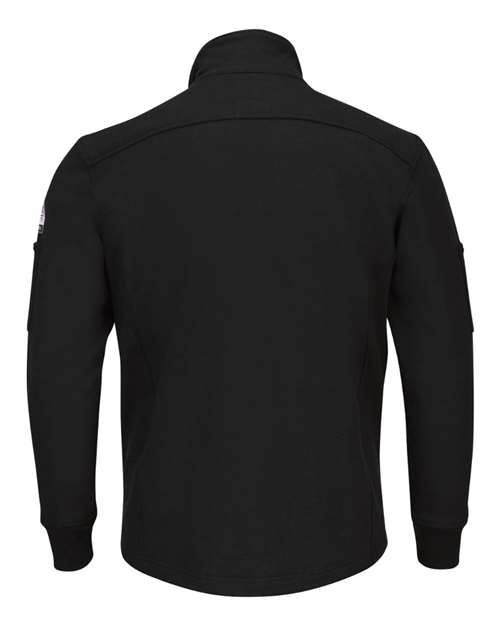 Custom EmbroideredBulwark Men's Tall Zip Front Fleece Jacket-Cotton /Spandex Blend 8623 Black