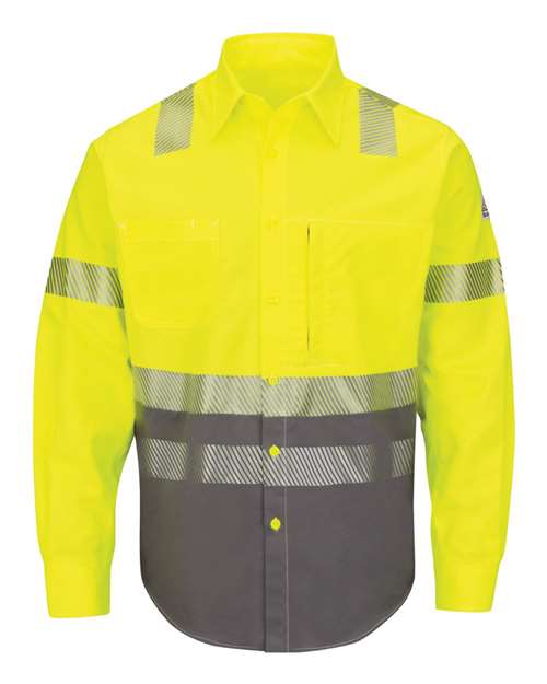 Bulwark Men's Tall Hi-Visibility Color Block Uniform Shirt - EXCEL FR ComforTouch - 7 oz. SLB4HT