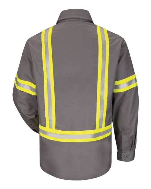 Custom EmbroideredBulwark Men's Tall Enhanced Visibility Uniform Shirt 8654 Grey