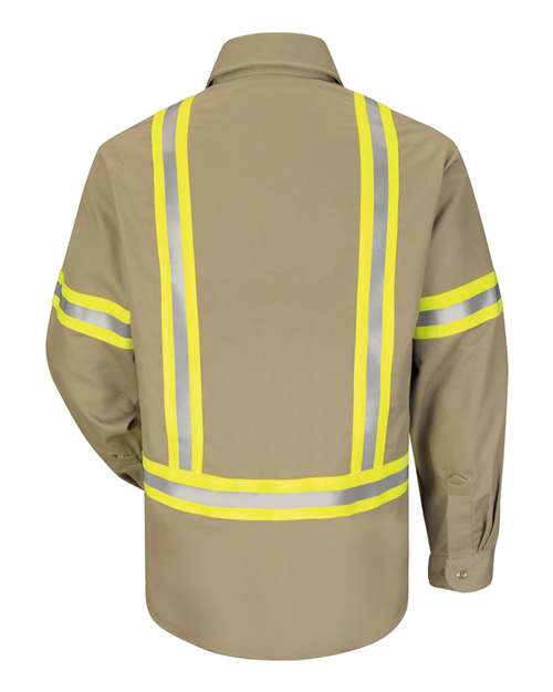 Custom EmbroideredBulwark Men's Tall Enhanced Visibility Uniform Shirt 8654 Khaki