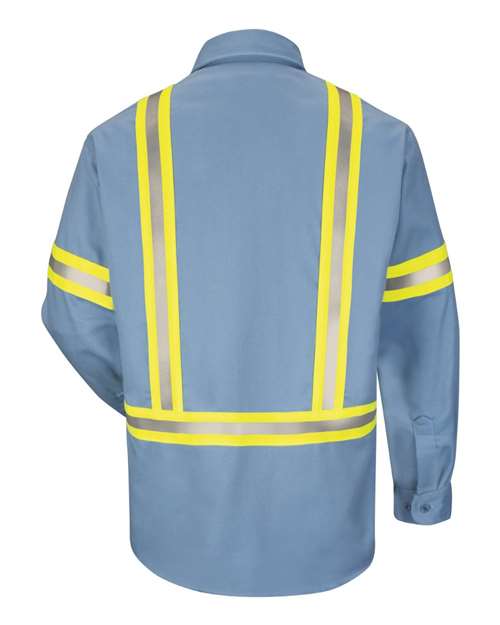 Custom EmbroideredBulwark Men's Tall Enhanced Visibility Uniform Shirt 8654 Light Blue