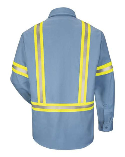 Custom Embroidered Bulwark Men's Tall Enhanced Visibility Uniform Shirt SLDTT Light Blue