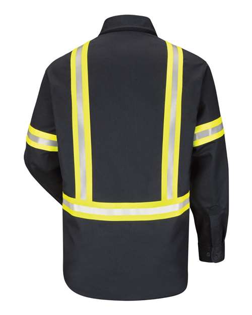 Custom EmbroideredBulwark Men's Tall Enhanced Visibility Uniform Shirt 8654 Navy