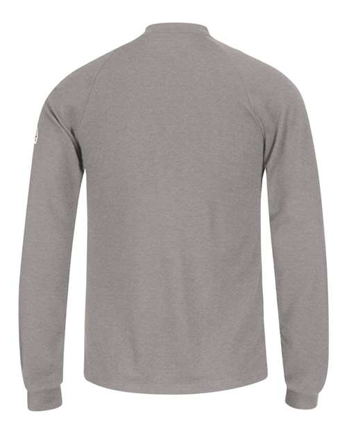 Custom EmbroideredBulwark Men's Long Sleeve Henley Shirt- CoolTouch2 8676 Grey