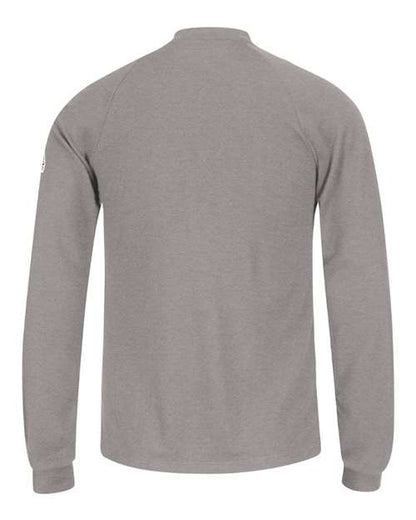 Custom EmbroideredBulwark Men's Long Sleeve Henley Shirt- CoolTouch2 8676 Grey