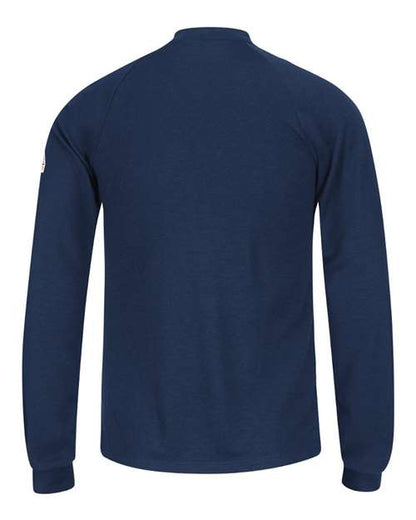 Custom EmbroideredBulwark Men's Long Sleeve Henley Shirt- CoolTouch2 8676 Navy