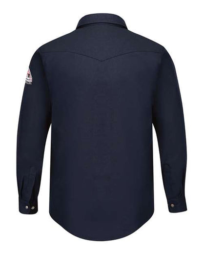 Custom EmbroideredBulwark Men's Snap-Front Uniform Shirt - Nomex IIIA - 4.5 oz. 8727 Navy