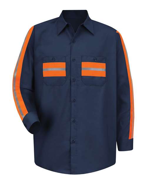 Red Kap Men's Tall Industrial Enhanced-Visibility Long Sleeve Work Shirt SP14ET