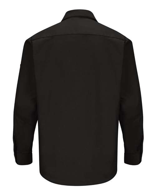 Custom EmbroideredRed Kap Men's Tall Long Sleeve Automotive Crew Shirt 6199 Black