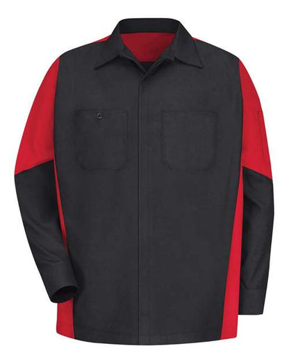Red Kap Long Sleeve Automotive Crew Shirt - Tall Sizes SY10T Custom Embroidered Business Logo