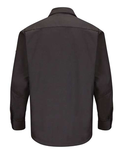 Custom EmbroideredRed Kap Men's Tall Long Sleeve Automotive Crew Shirt 6199 Charcoal