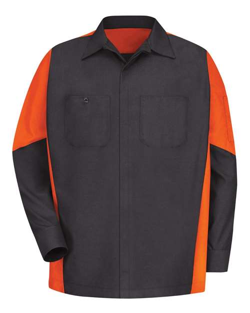 Red Kap Long Sleeve Automotive Crew Shirt - Tall Sizes SY10T Custom Embroidered Business Logo