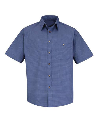 Red Kap Mini-Plaid Uniform Short Sleeve Shirt SP84 Custom Embroidered Business Logo