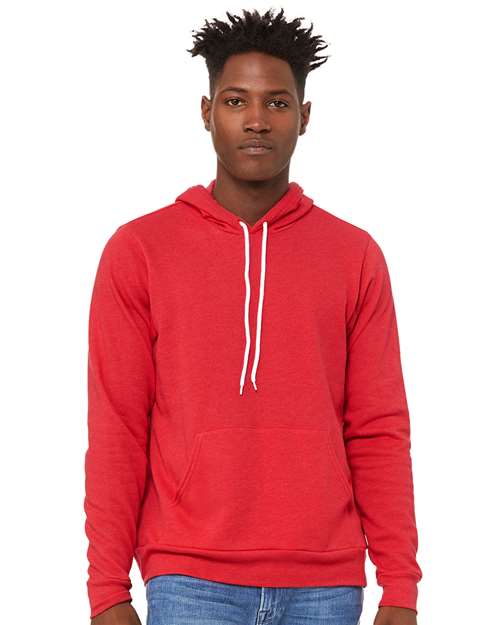 Custom Embroidered  BELLA + CANVAS Sponge Fleece Hoodie 3719 Heather Red
