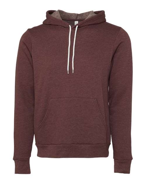 BELLA + CANVAS Sponge Fleece Hoodie 3719 Heather Maroon Custom Embroidered Business Logo