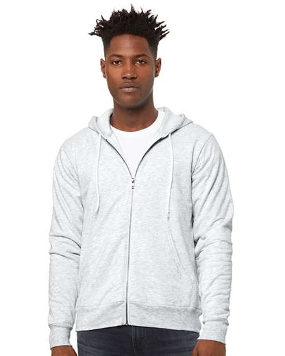 Custom Embroidered  BELLA + CANVAS Sponge Fleece Full-Zip Hoodie 3739 Ash