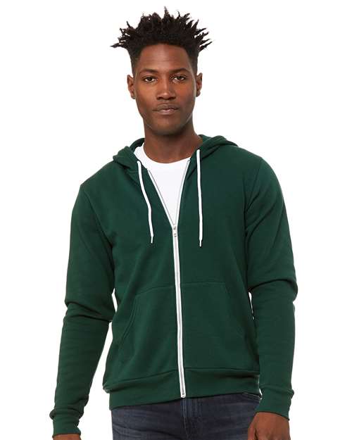 Custom Embroidered  BELLA + CANVAS Sponge Fleece Full-Zip Hoodie 3739 Forest