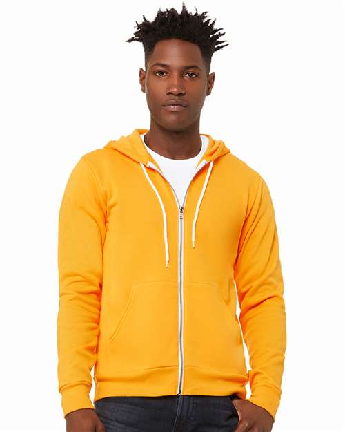 Custom Embroidered  BELLA + CANVAS Sponge Fleece Full-Zip Hoodie 3739 Gold