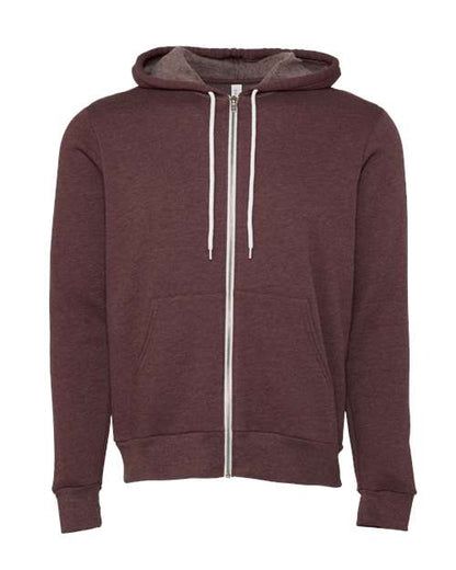 BELLA + CANVAS Sponge Fleece Full-Zip Hoodie 3739 Heather Maroon