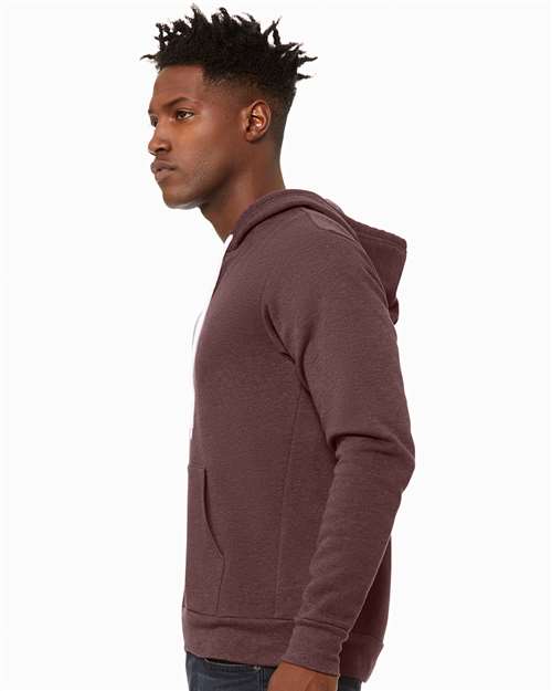 BELLA + CANVAS Sponge Fleece Full-Zip Hoodie 3739 Heather Maroon