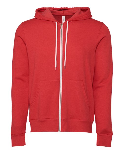 BELLA + CANVAS Sponge Fleece Full-Zip Hoodie 3739 Heather Red