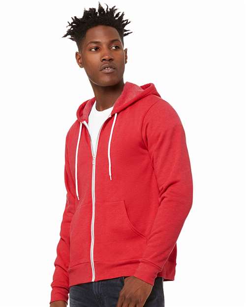 BELLA + CANVAS Sponge Fleece Full-Zip Hoodie 3739 Heather Red