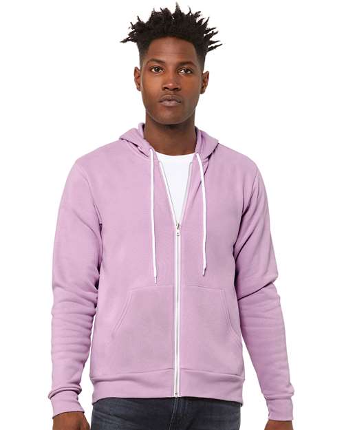 Custom Embroidered  BELLA + CANVAS Sponge Fleece Full-Zip Hoodie 3739 Lilac