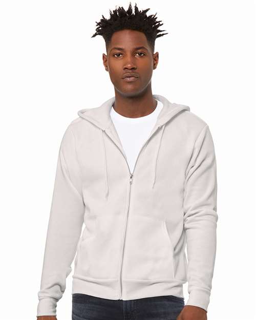 Custom Embroidered  BELLA + CANVAS Sponge Fleece Full-Zip Hoodie 3739 Vintage White