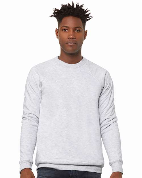 Custom Embroidered  BELLA + CANVAS Sponge Fleece Raglan Crewneck Sweatshirt 3901 Ash