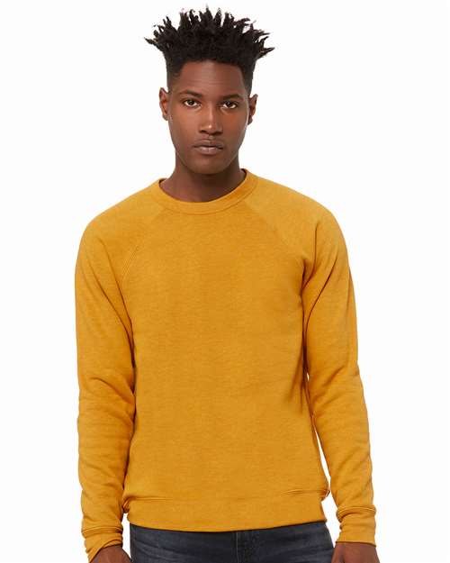 BELLA + CANVAS Sponge Fleece Raglan Crewneck Sweatshirt 3901 Custom Embroidered Business Logo