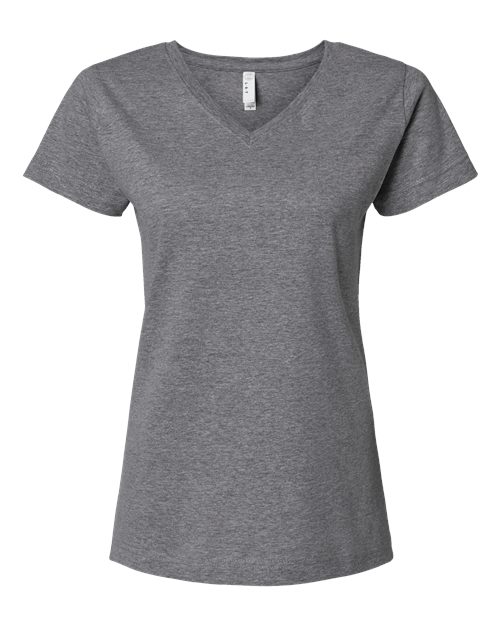 LAT Women's Fine Jersey V-Neck Tee 3507 Granite Heather