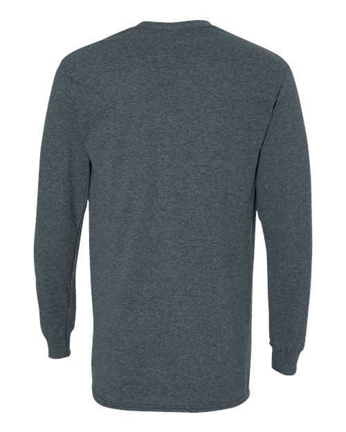 Gildan Heavy Cotton™ Long Sleeve T-Shirt 5400 Dark Heather Custom Embroidered Business Logo