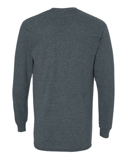 Gildan Heavy Cotton™ Long Sleeve T-Shirt 5400 Dark Heather Custom Embroidered Business Logo