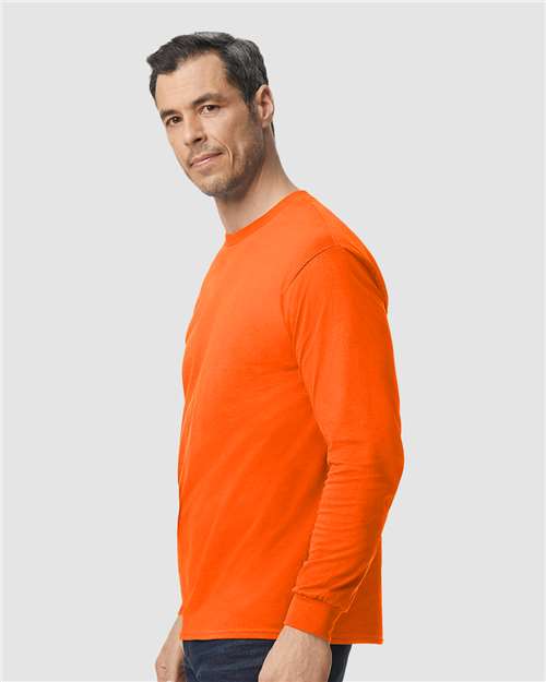 Gildan Heavy Cotton™ Long Sleeve T-Shirt 5400 Orange Custom Embroidered Business Logo