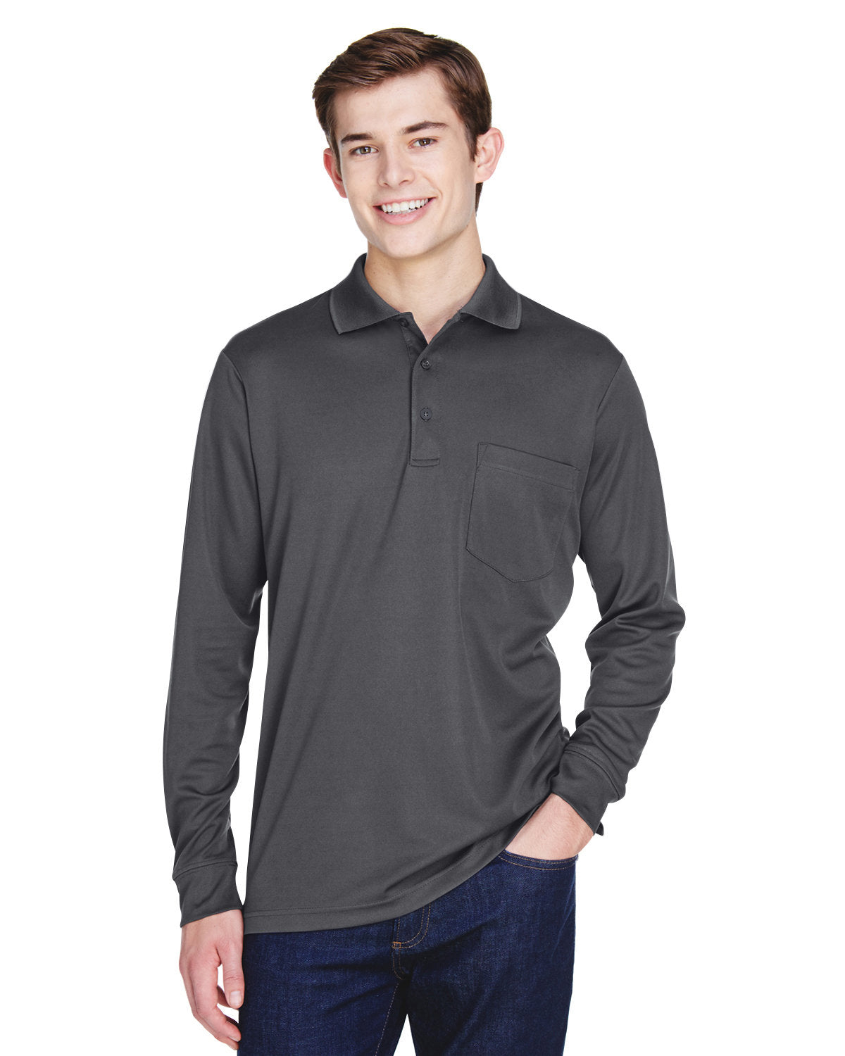 CORE365 Adult Pinnacle Performance Long-Sleeve Piqué Polo with Pocket 88192P